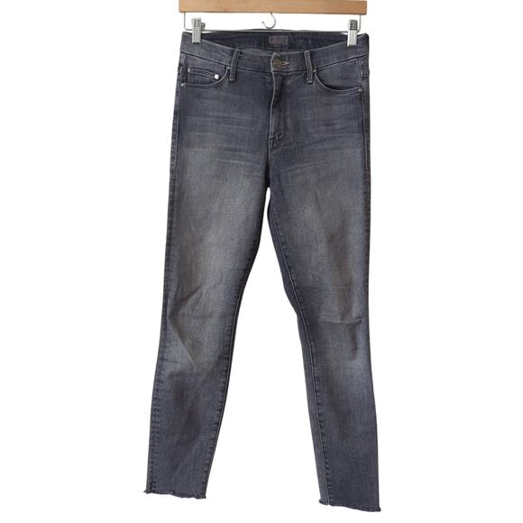 MOTHER Denim Jeans Womens 27 High Waisted Looker Ankle Fray Huntress Gray Skinny